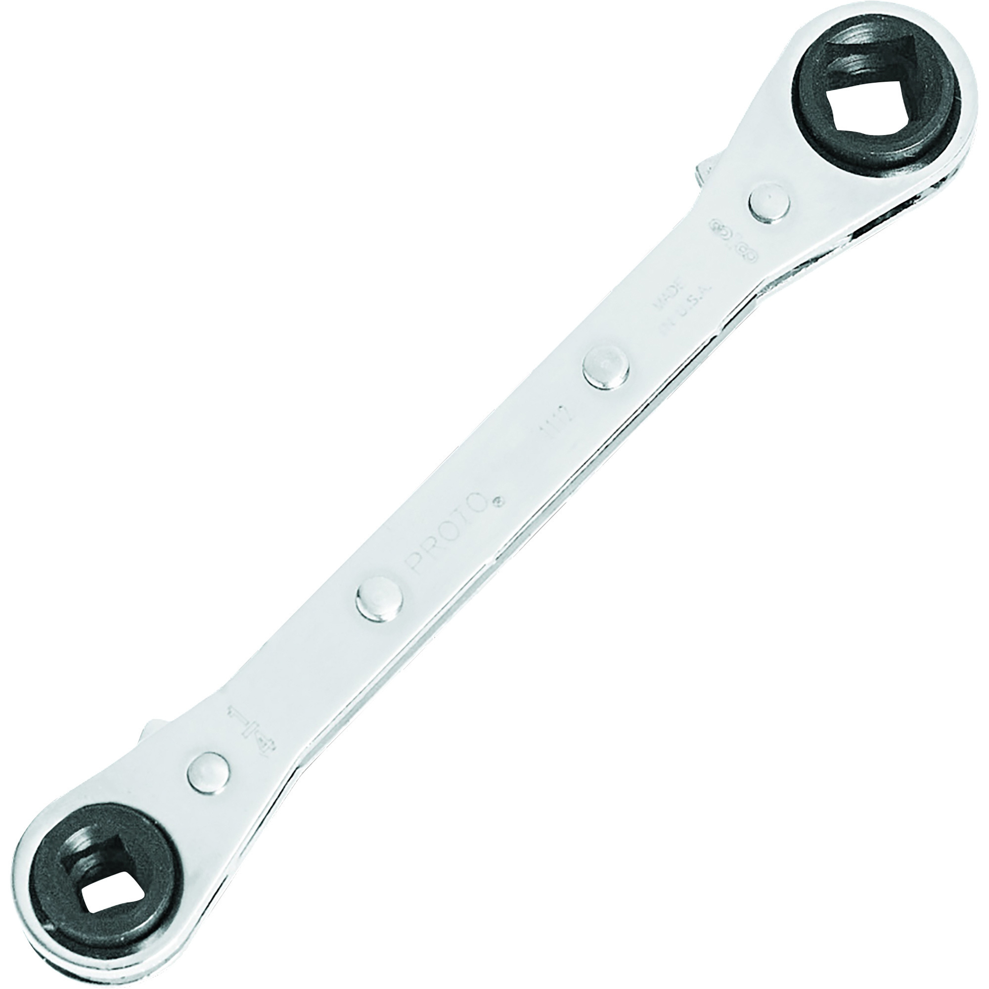 Proto Refrigeration Wrench, 1/4in. x 3/8in. Square and 3/16in. x 5/16in. Square, Model# J1112